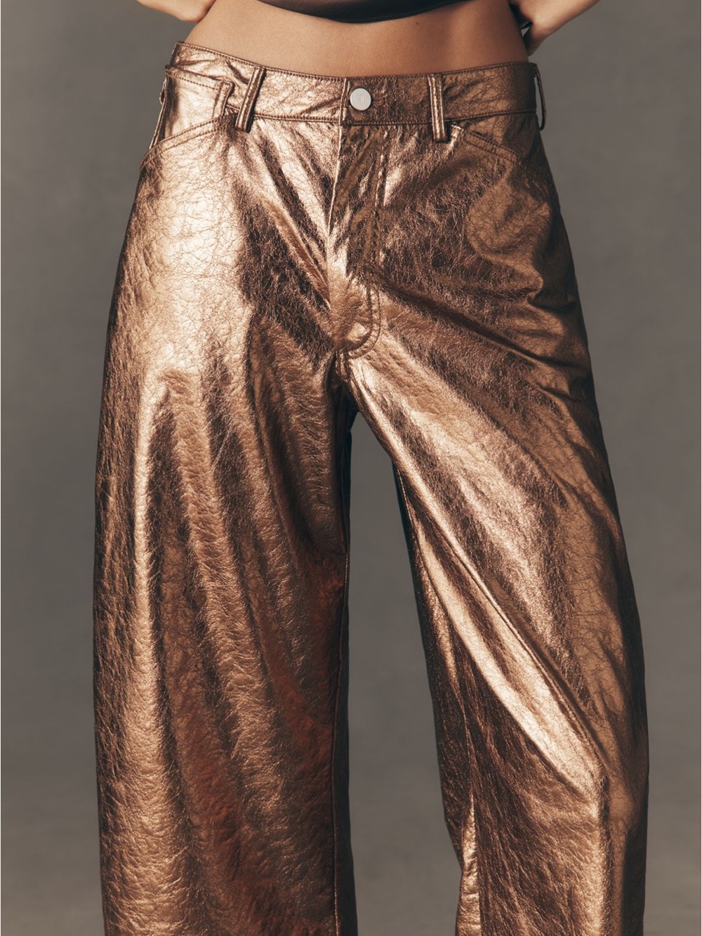 Pilcro Metallic Bronze Wide-Leg faux leather pants - Picture 2 of 5
